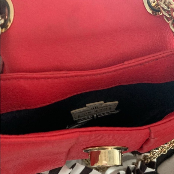 Henri Bendel Pebbled Leather Bag Gold Chain Shoulder Crossbody Bag - Picture 16 of 17